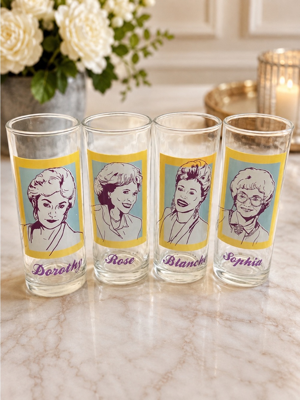 The Golden Girls Glass Tumbler Set 10oz 4pc Vintage Style